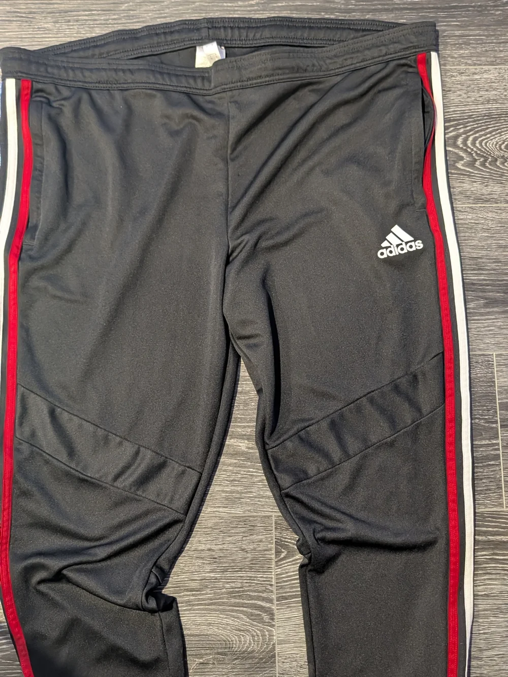 adidas Black Joggers with Red & White Side Stripes